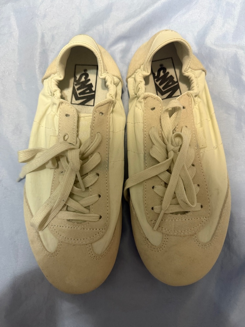 Vans Cream/Tan Low-Top Suede & Canvas Sneakers